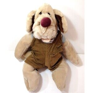 Vintage 1981 Wrinkles Brown Hound Dog Ganz Bros Hand Puppet Plush Corduroy 18"